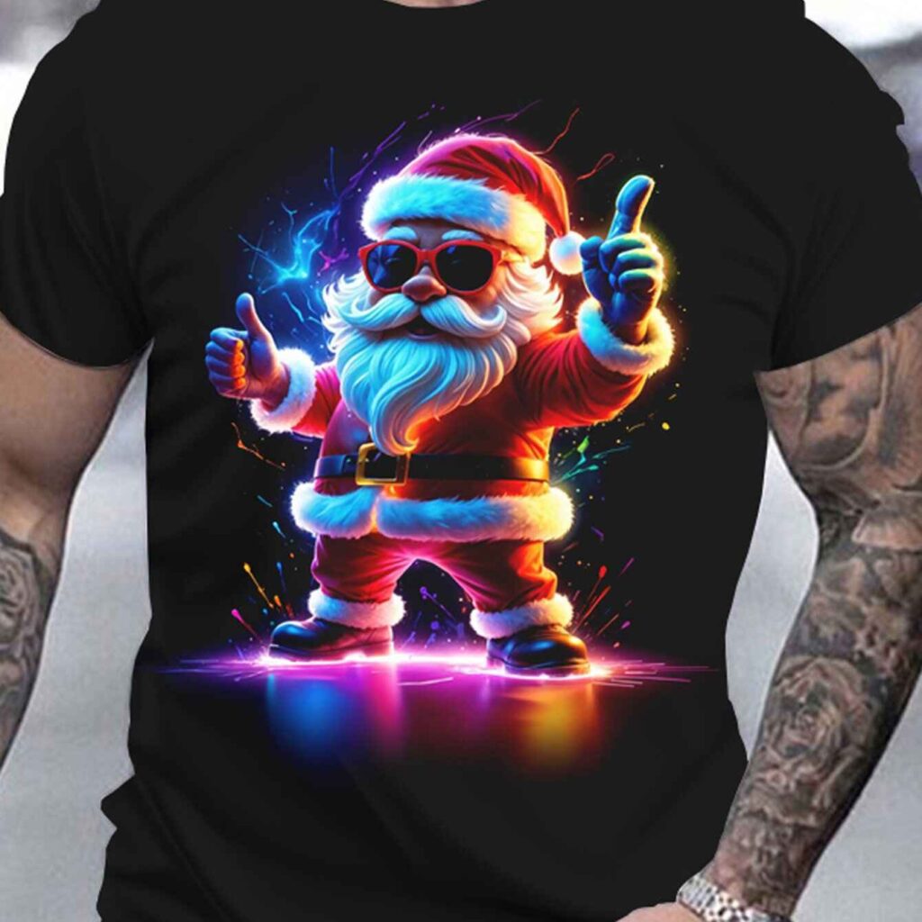 Men's 3D Printed Santa Claus T-shirt