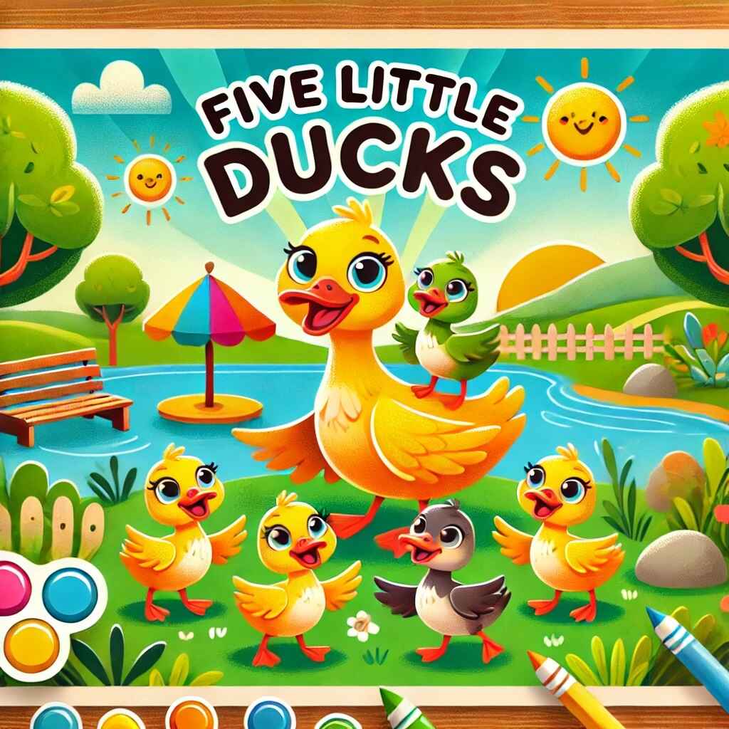 Five Little Ducks Nursery Rhyme Poster